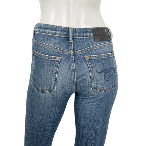 R13 Jenny Mid Rise Skinny Jeans Dark Vintage Blue Size 24 Italy - Picture 7 of 11